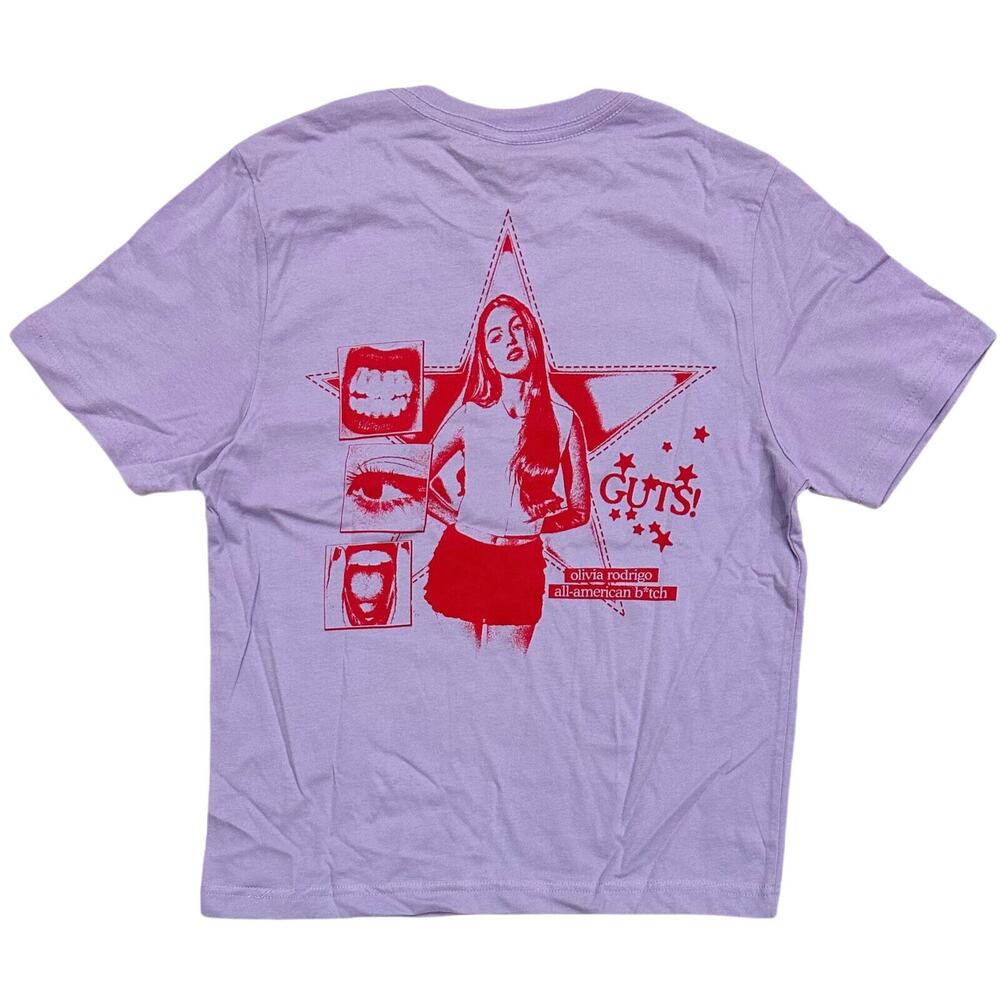 Olivia Rodrigo Women's T-Shirt Spill Ur Guts Official Merch Tee Top in Lavender - Picture 3 of 3